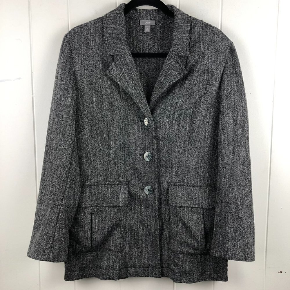 J. Jill Womens Stretch Small Gray Jacket with Hip Pocket and Flare Cuffs Small